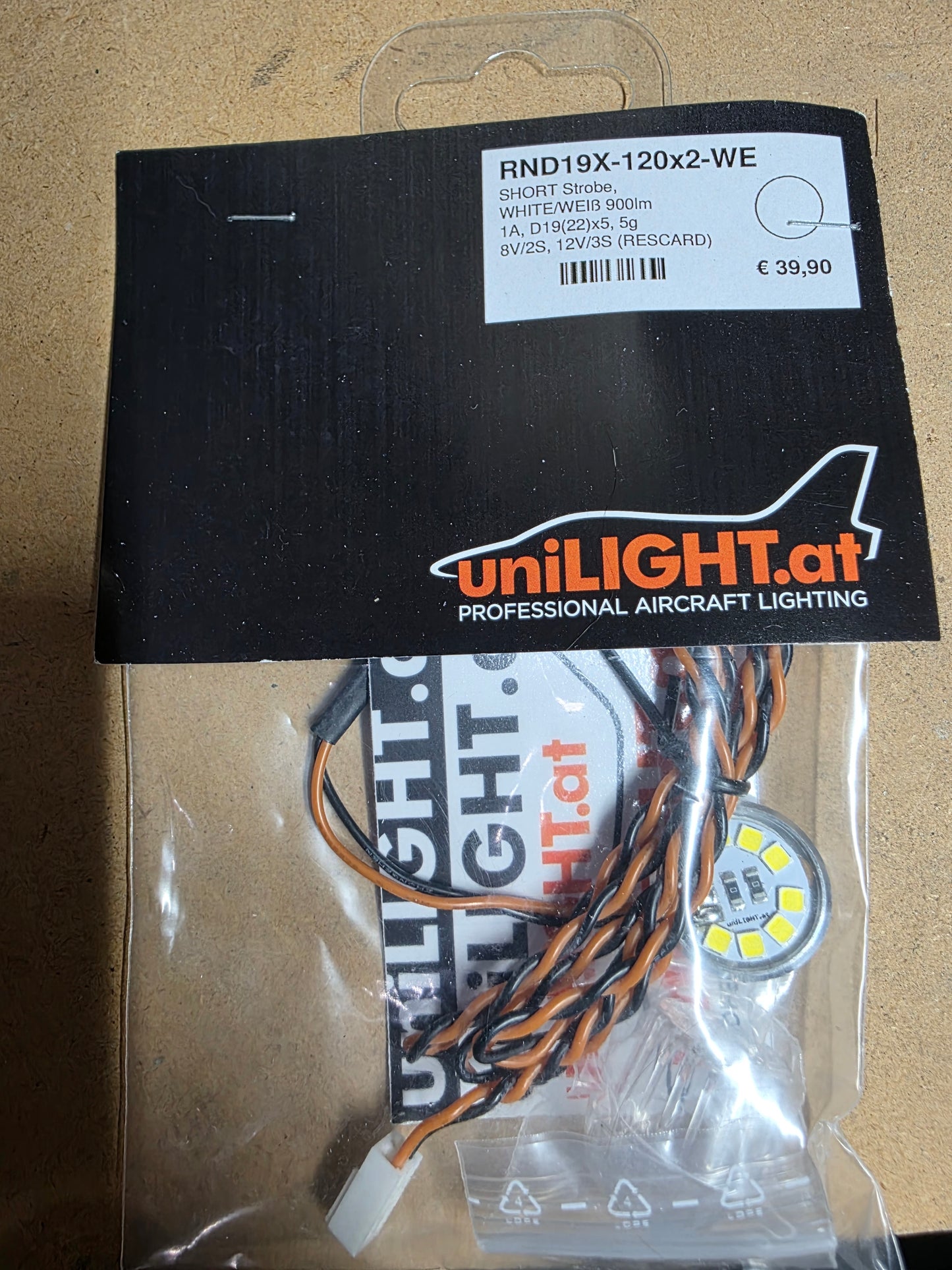Unilight 19mm ROUND Strobe light, 12Wx2, SHORT