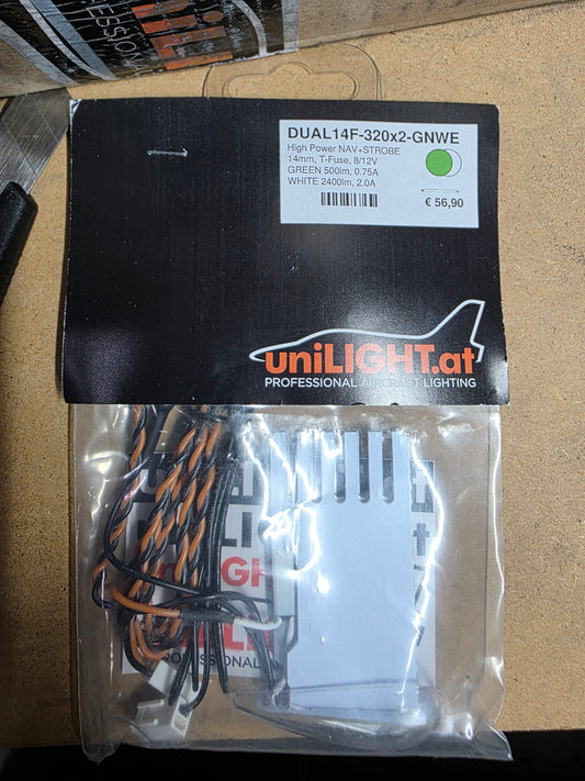 Unilight 14mm DUAL Navigation + Strobe Light, 32Wx2, T-Fuse